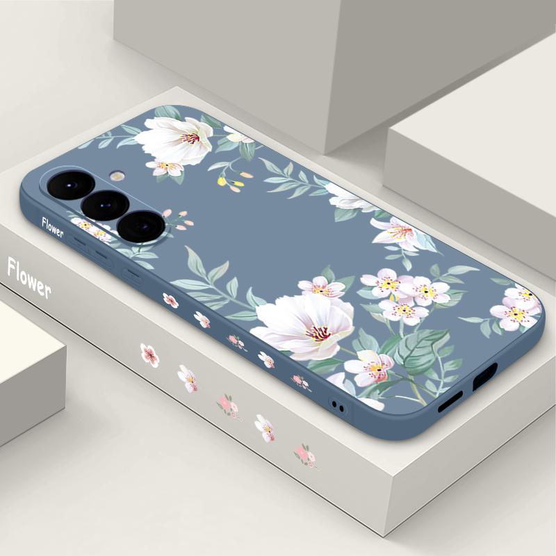 Floral Print TPU Lanyard Soft Case For Samsung S25 S24 FE S23 Ultra S22 A36 A16 A55 A15 A35 A06 A05 A25 A54 Slim Shockproof Matte Phone Cover