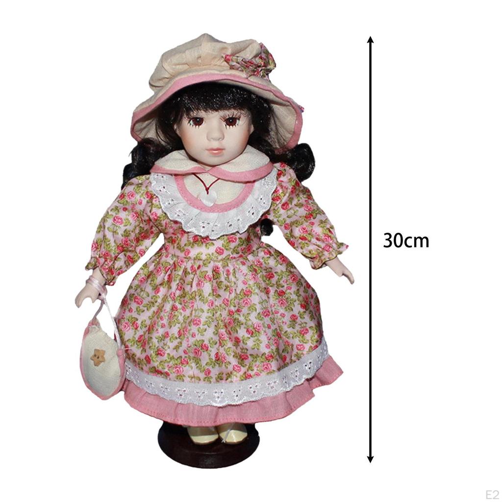 Миниатюрные фарфоровые фигурки 11,81 дюйма, вьющиеся волосы, элегантная керамическая кукла, модель людей, стоящая девушка