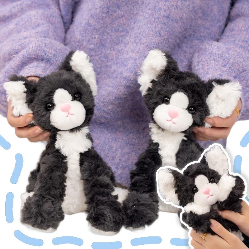 High Quality Simulationgerman Devon Rec Cat Plush Toy Lifelike Black And White Curly Hair Plush Puppy Kittens Plushie Gift