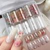10Rolls White Lace Rose Floral Nail Foil Transfer Stickers 3D Cute Rose Flower Starry Sky Paper Nail Decals Lace Transfer Slider