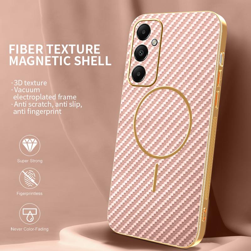 For Samsung Galaxy A05s 4G Phone Case Carbon Fiber Textured Electroplated TPU Back Cover