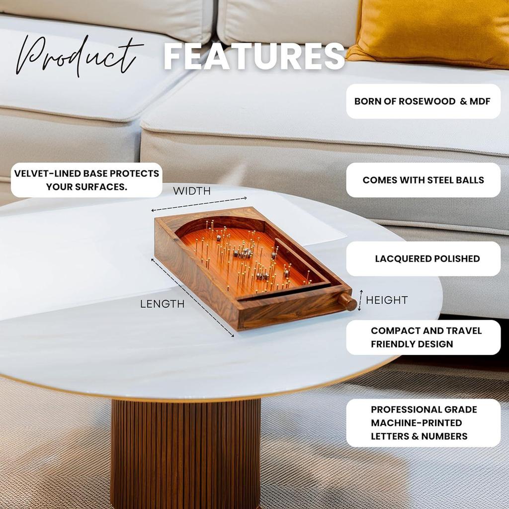 Bagatelle Traditional Wooden Crafted Tabletop Pinball Game | Exclusive Kid's Toys Decor & Gifts (Large)