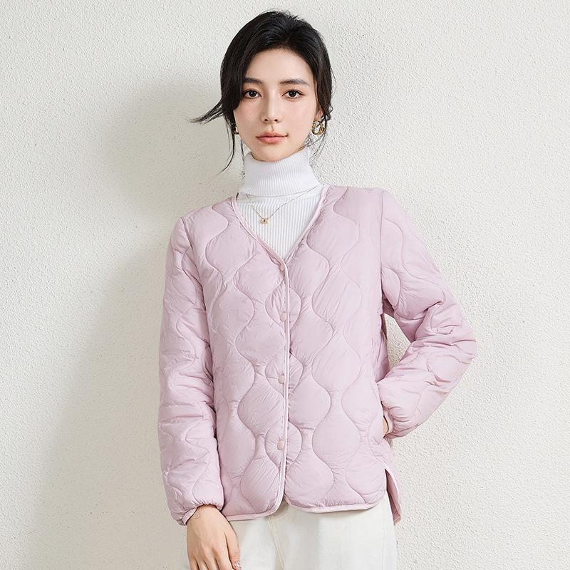 Lightweight Down Cotton Jacket Women's Short Slim-fit Liner Fashion Rhombic Casual All-match Jacket