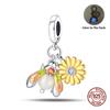100% стерлингового серебра 925 пробы Подсолнух светящийся драгоценный камень пчелы подвески бусины подходят 925 оригинальные браслеты DIY ювелирные изделия выпускной подарок