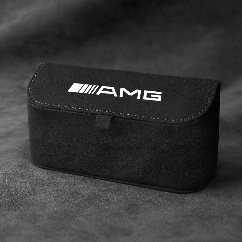 MWAY1 Suede Car Sun Visor Glasses Box Car Badge Sunglasses Clips Glasses Box For Mercedes Benz AMG W177 W176 X166 X167 C257 C218 X253