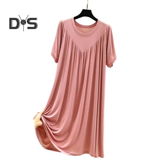 Pullover Lady Night Robe Short Sleeves Stylish Sleepwear Women Night Dress