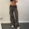 Retro Hot Girl Multi-Pocket Mid-Waist Straight Jeans - Summer 2022 European & American Style.