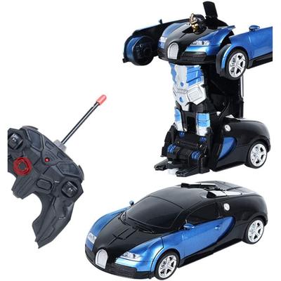 ROBOT PLAZA Радиоуправляемая машина-трансформер, игрушка-робот, радиоуправляемая игрушка-трансформер с одной кнопкой, подарок на день рождения для детей (Бугатти)