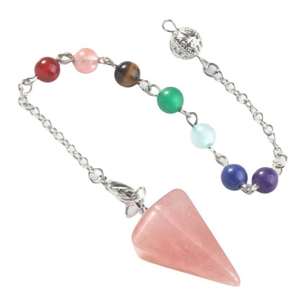 Cone Shape Healing Crystal Pendant Rainbow Color Natural Crystal Necklace Energy Healing