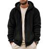 Men'S Winter Zipper Hooded Fleece Sweatshirt With Patch Pocket Casual Jacket