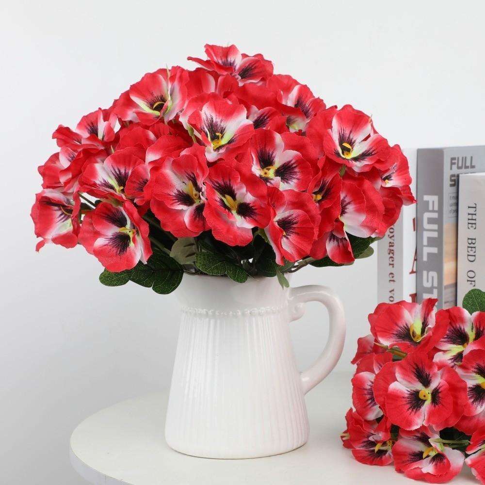 Flowers Bundle Fake Flowers Reusable UV Resistant Flowers Artificial Pansy Flowers Home Decoration