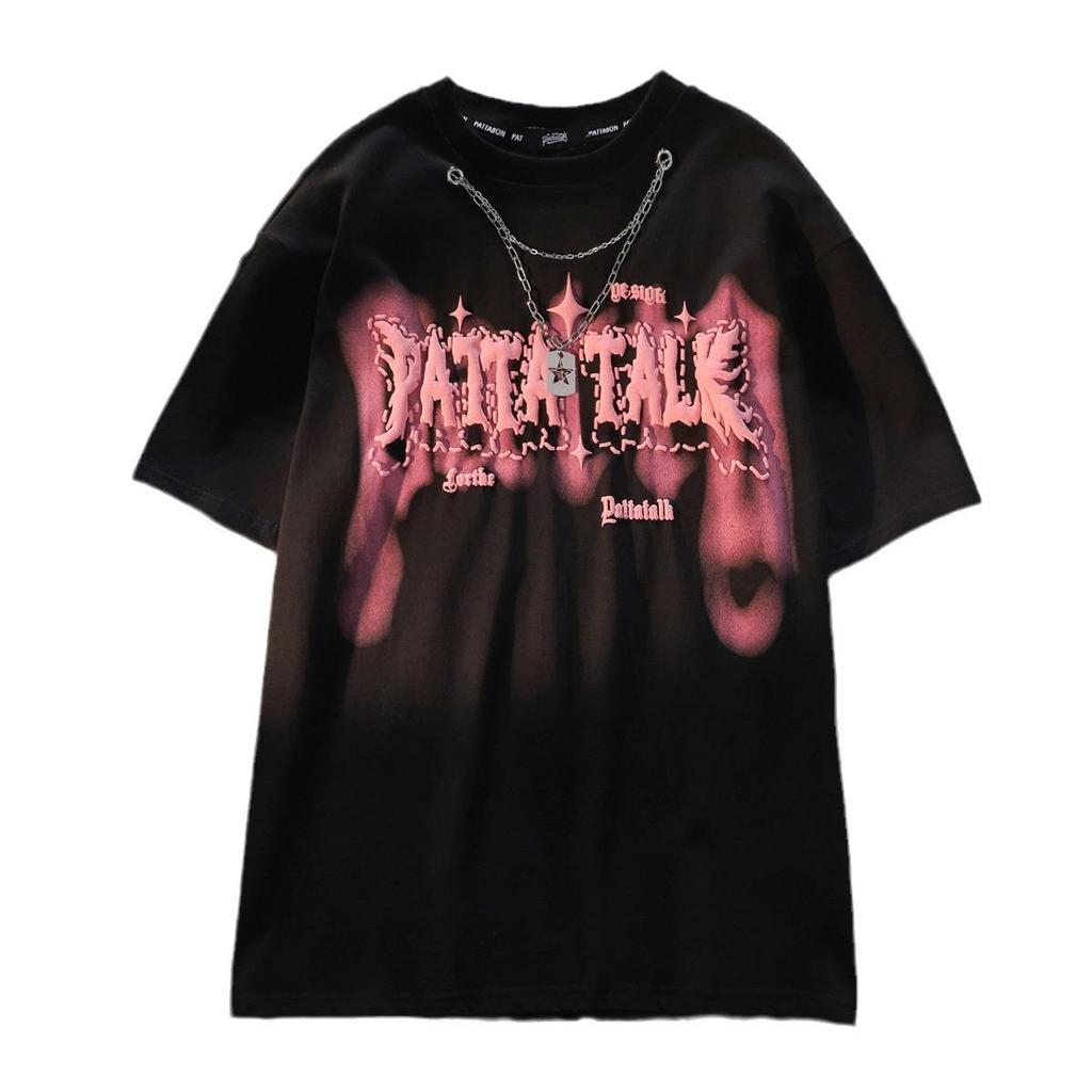 Женская американская ретро-футболка оверсайз из чистого хлопка - Милый свободный топ с коротким рукавом на 2025 год