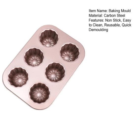 Многоразовая форма для торта, антипригарная, прочная, 6 сеток, Canele, помадка, десертная посуда