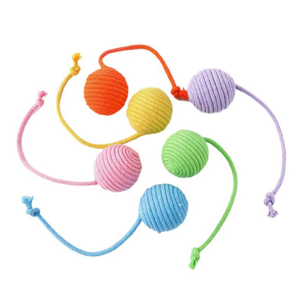 Bite Resistant Cat Cotton Rope Ball Wear Resistant Cat Colorful Ball Toy  Self Happy
