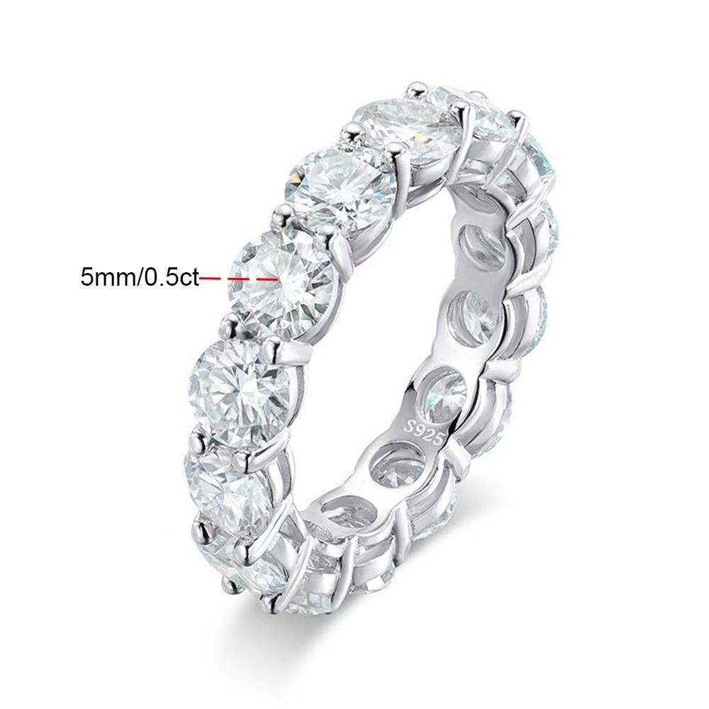 5mm D Color Moissanite Row Ring 925 Silver Diamond Wedding Band Rings For Women Certified Fine Jewelry Gift Houtros