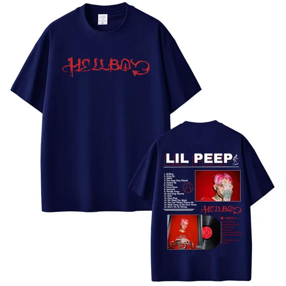 Футболка с принтом рэпера Lil Peep Crybaby Hellboy Мужская Женская Одежда Мода Хип-Хоп Футболка Хлопок Оверсайз Короткий Рукав Мужские Футболки