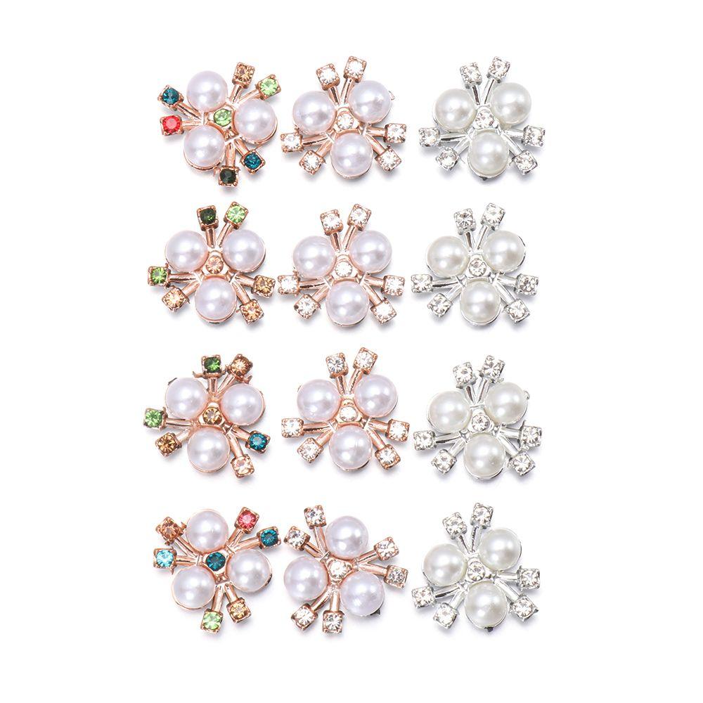 10PCS DIY Craft Crystal Hat Accessories Pearl Button Pearl Hairpins Rhinestone Buttons Headwear Clip