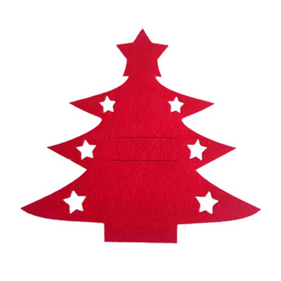 Набор столовых приборов на Рождество 12 шт. Дизайн «Рождественская елка» Фетр Моющийся Многоразовый Фетровый нож Вилка Сумка для столовых приборов Праздничное украшение стола