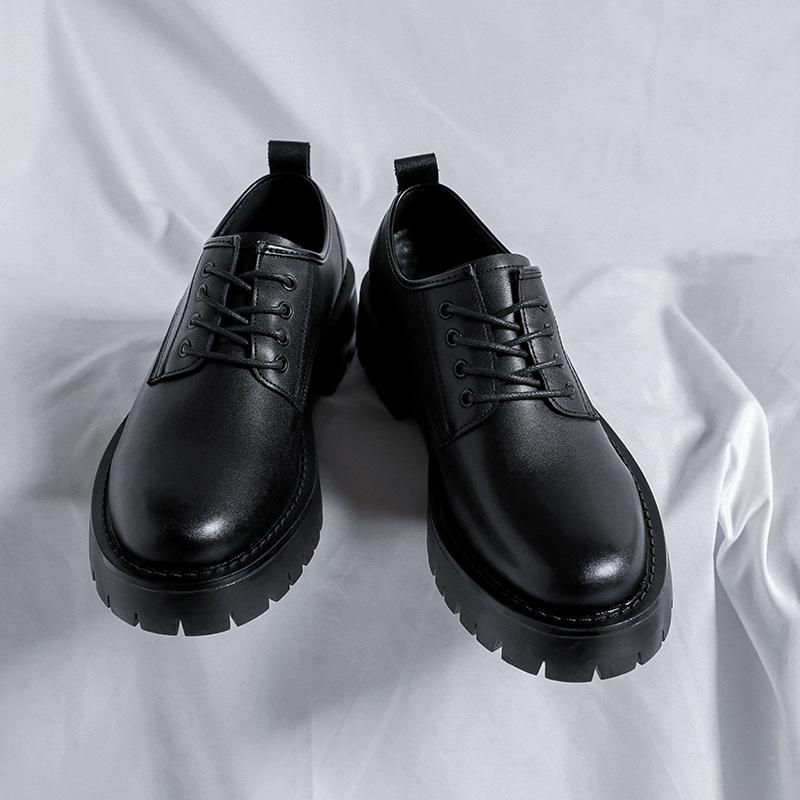Повседневная кожаная обувь мужская корейская версия трендовая британская универсальная обувь подростковая студенческая обувь круглый носок маленькая кожаная обувь 68303-R