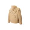 Puma FW22 Back Logo Print Шерпа Флисовая куртка с капюшоном на молнии Верхняя одежда унисекс Кофейный 539568-20