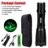 Hunting Flashlight Zoomable White/Red/Green Light Tactical Flashlight LED Light With 18650 Battery+Charger+Pressure switch