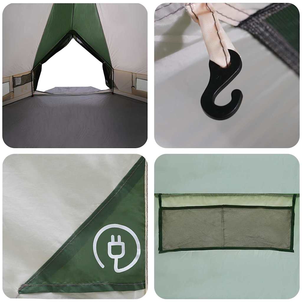 Teepee Tent for 4 Persons Green and Grey 388 x 320 x 169 cm