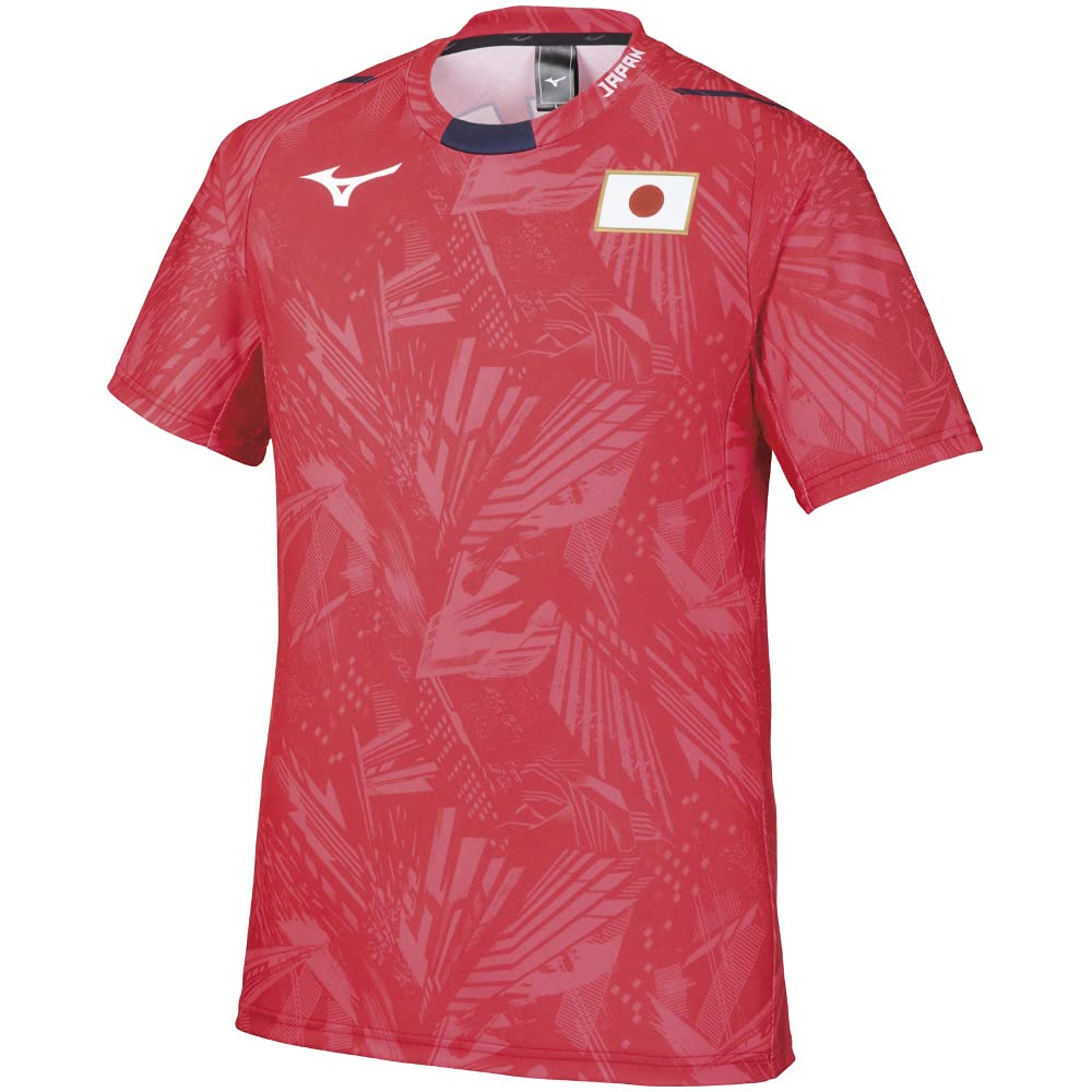 Mizuno Replica Japan National Team Cheering with Japan Junior Size Size L T-Shirt Logo, Unisex, Available, 32MA0505, Red,