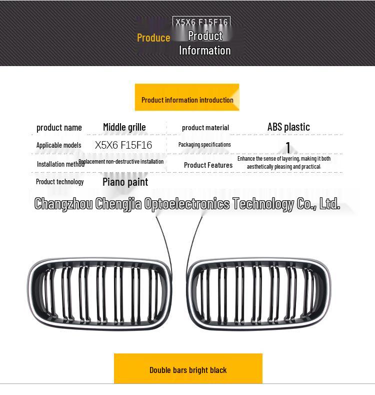 BMW X5/X6 F15/F16 (2014-2017) Dual Bar Gloss Black Grille with Light Strip