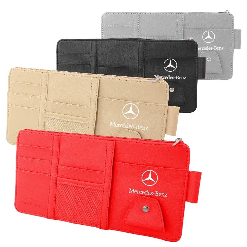 TUON5 Car Sun Visor Point Type Multi-function Storage Bag Car Accessories Stickers For Mercedes Benz AMG W204 W213 W205 W211 W212 W176