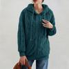 Women's Fashion Long Sleeve Solid Color Pocket Plush Cardigan Hooded Zipper Sweatshirt Jacket