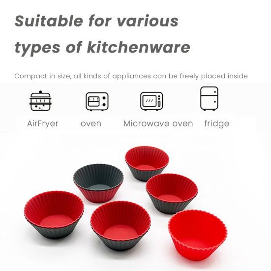 10Pcs Silicone Muffin Cups Non-Stick Cake Mold Food-Grade Reusable Cupcake Liners for Baking Pancakes Candies Muffins