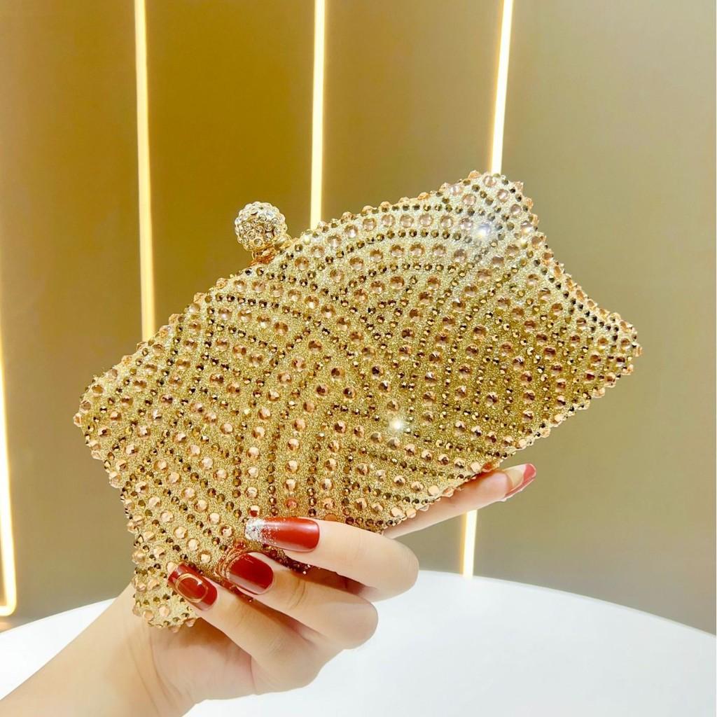Элегантная полиэстеровая вечерняя сумка со сверкающими стразами и цепочкой для официальных мероприятий