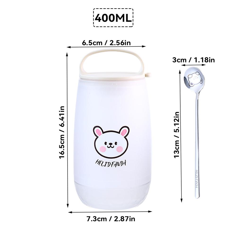 Cute Oat Breakfast Cups With Spoon Portable Plastic Food Container Reusable Leak Proof Salad Yogurt Cup Microwave Safe