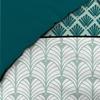Housse couette + 2 taies polycoton 220 x 240 cm Strie emeraude