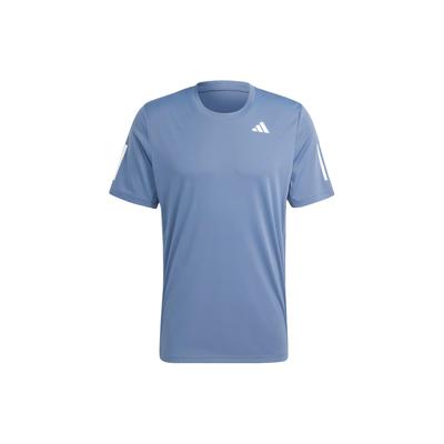 Футболка Club 3-Stripes Tennis Print с круглым вырезом и коротким рукавом для мужчин, топы, синяя IY3218