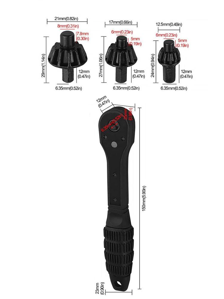 2 in 1 Drill Chuck Ratchet Spanner Wrench Electric Drill Tool Universal Chuck Key With 3 Socket Sizes 1.5-10mm 1.5-13mm 3-16mm