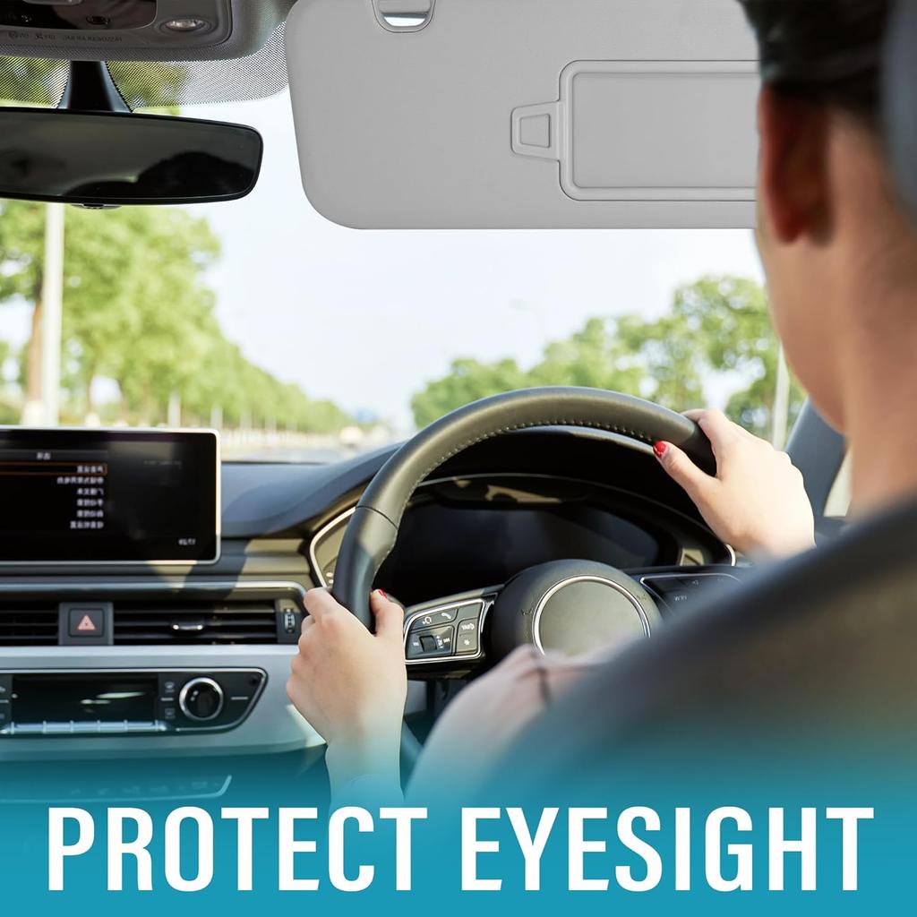 Grey Right Passenger Side Sun Visor With Mirror Compatible With Hyundai Elantra 2016 2017 2018 Replace#85220-F0100TTX