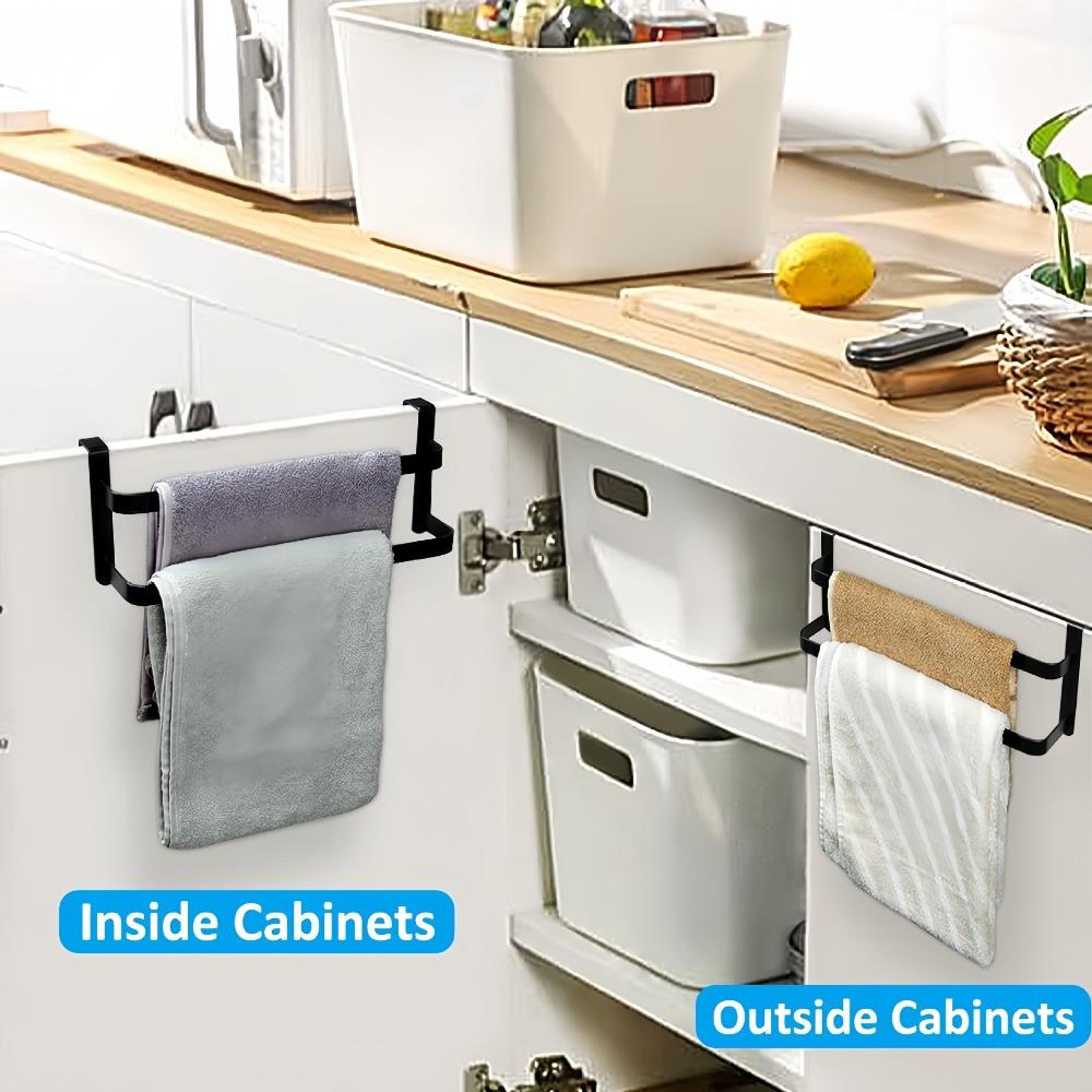 Practical Hanging Cabinet Door Towel Rack 2 Layer Rust-resistant Towel Bar No Drilling Space-Saving Towel Hanger Home