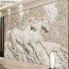 Европейский 3d стерео рельеф белая лошадь телевизор 3d обои домашний декор фреска