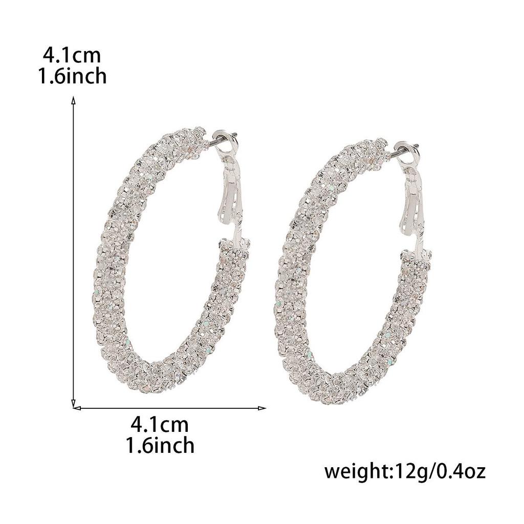 Серьги с кристаллами AB цвета, 4 см: Блестящие подвески в форме буквы C - Универсальный, Роскошный женский модный аксессуар