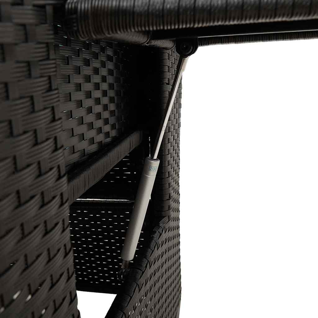 Garden Recliner Chair with Side Table Adjustable Black Poly Rattan