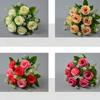 30CM Silk Rose Bouquet 7 Heads Fake Rose Flower Realistic Artificial Flowers  Wedding Home Decor