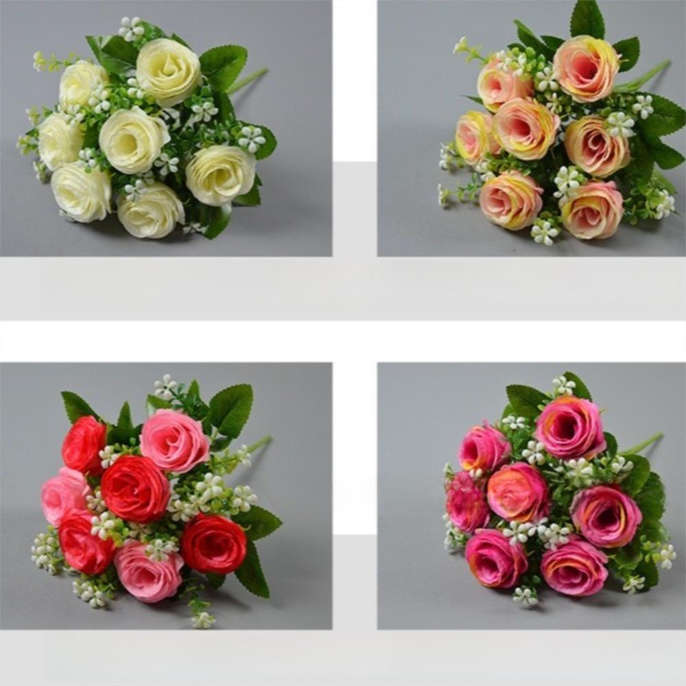 30CM Silk Rose Bouquet 7 Heads Fake Rose Flower Realistic Artificial Flowers Wedding Home Decor