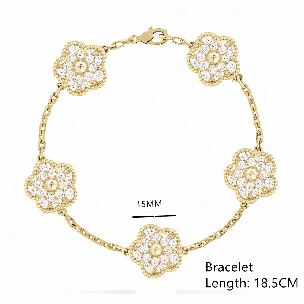 High-quality Fashion Brand Gold Silver Lucky Flower Clover Mother-of-pearl Bracelet Women's Natural Gem Hot Sale