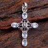 925 Sterling Silver Handmade Jewelry, Reiki Pendant, Blue Topaz Silver Pendant, Unisex Pendant, Cross Pendant, Spiritual Jewelry