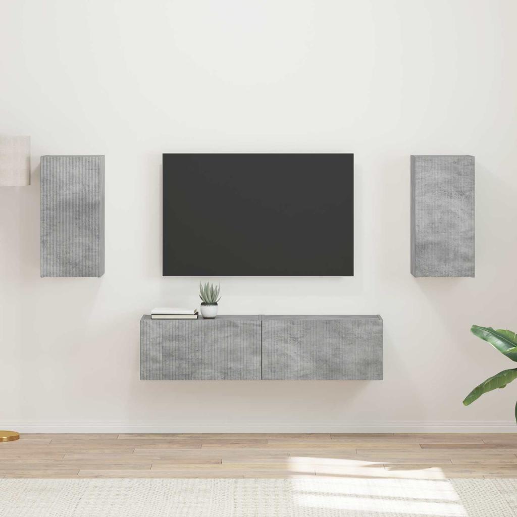 TV Cabinet Set 4 pcs Concrete Grey Particleboard