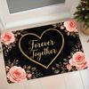 1pc Pink Rose Golden "Forever Together" Non-Slip Absorbent Floor Mat Suitable for Entrance Door, Bedside, Decor - Soft Machine-Washable with Polypropy
