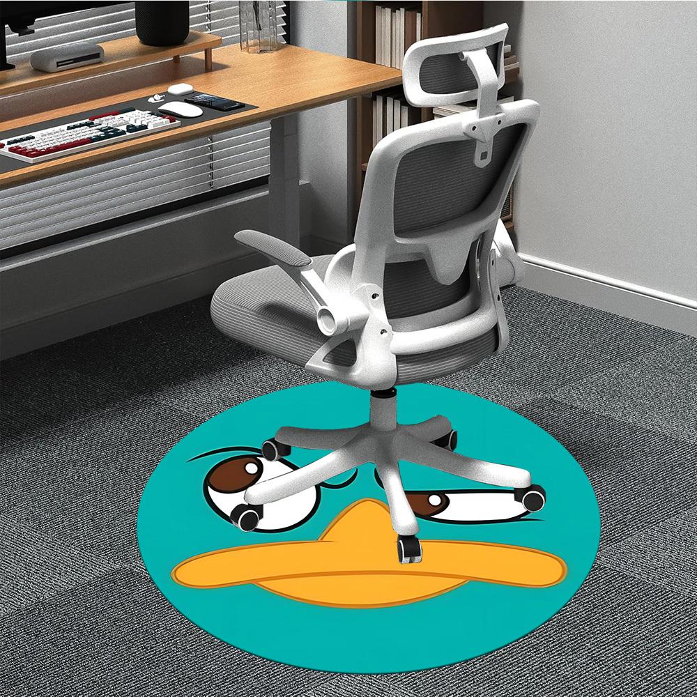 1pc Platypus Office Round Rug, Carpet for Office, Gaming, Lightweight Round Floor Mat yy260205016