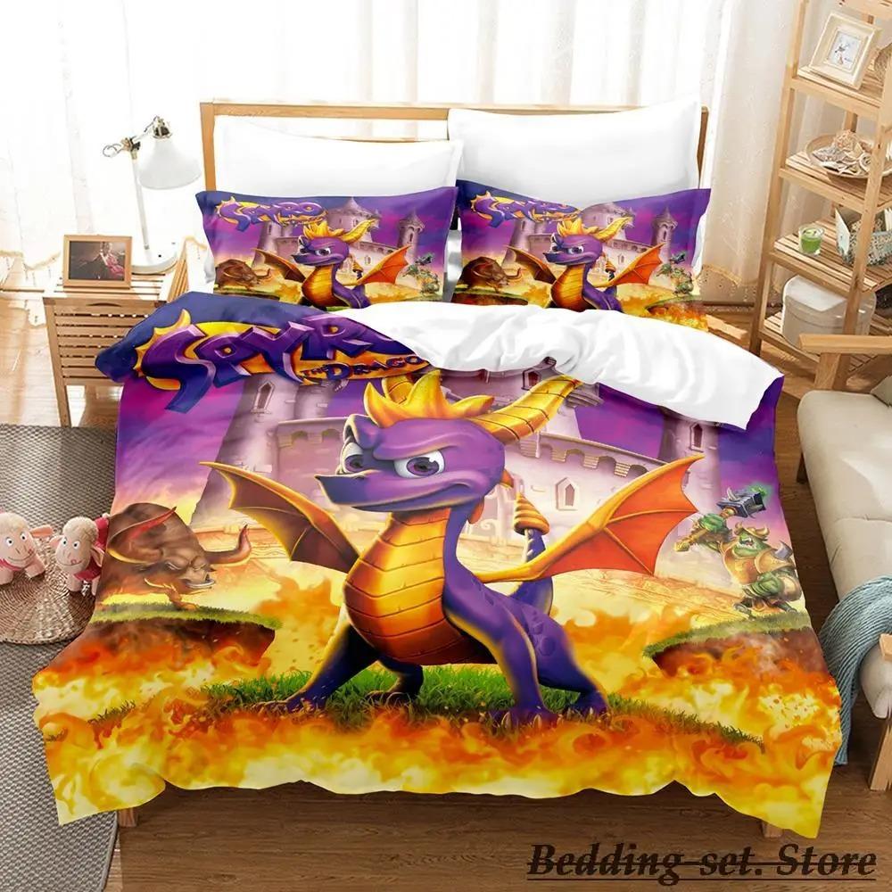 Коллекция постельного белья Spyro Reignited Trilogy Односпальная, Полуторная, Двуспальная, Евро, King Size Коллекция для спальни Взрослый Ребенок Пододеяльники Коллекции Аниме Игра