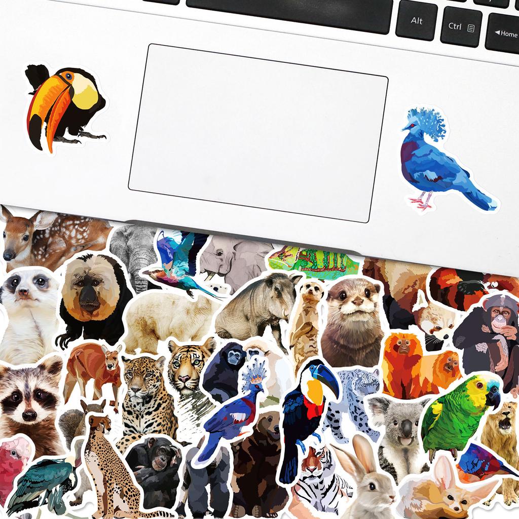 50 Animal Monkey Parrot Elephant Lion Stickers, Children'S Room Home Wall Decoration Graffiti Animal Stickers
